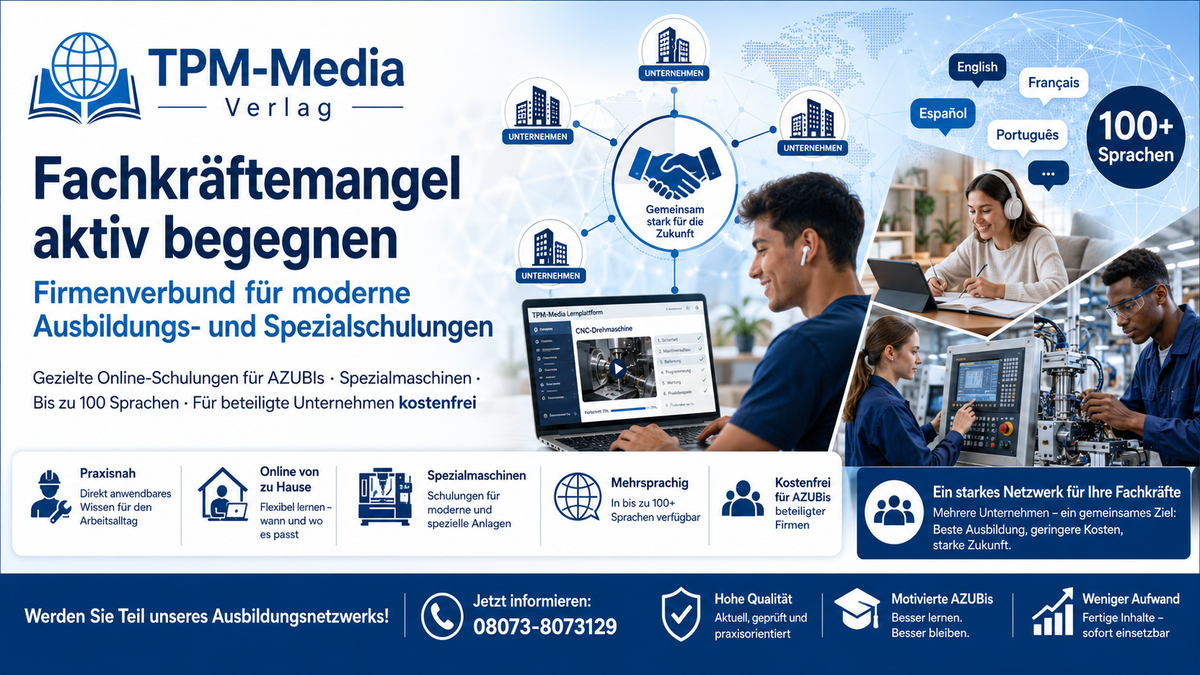 TPM-Media Verlag plant Firmenverbund für moderne Ausbildungs- und Spezialschulungen
