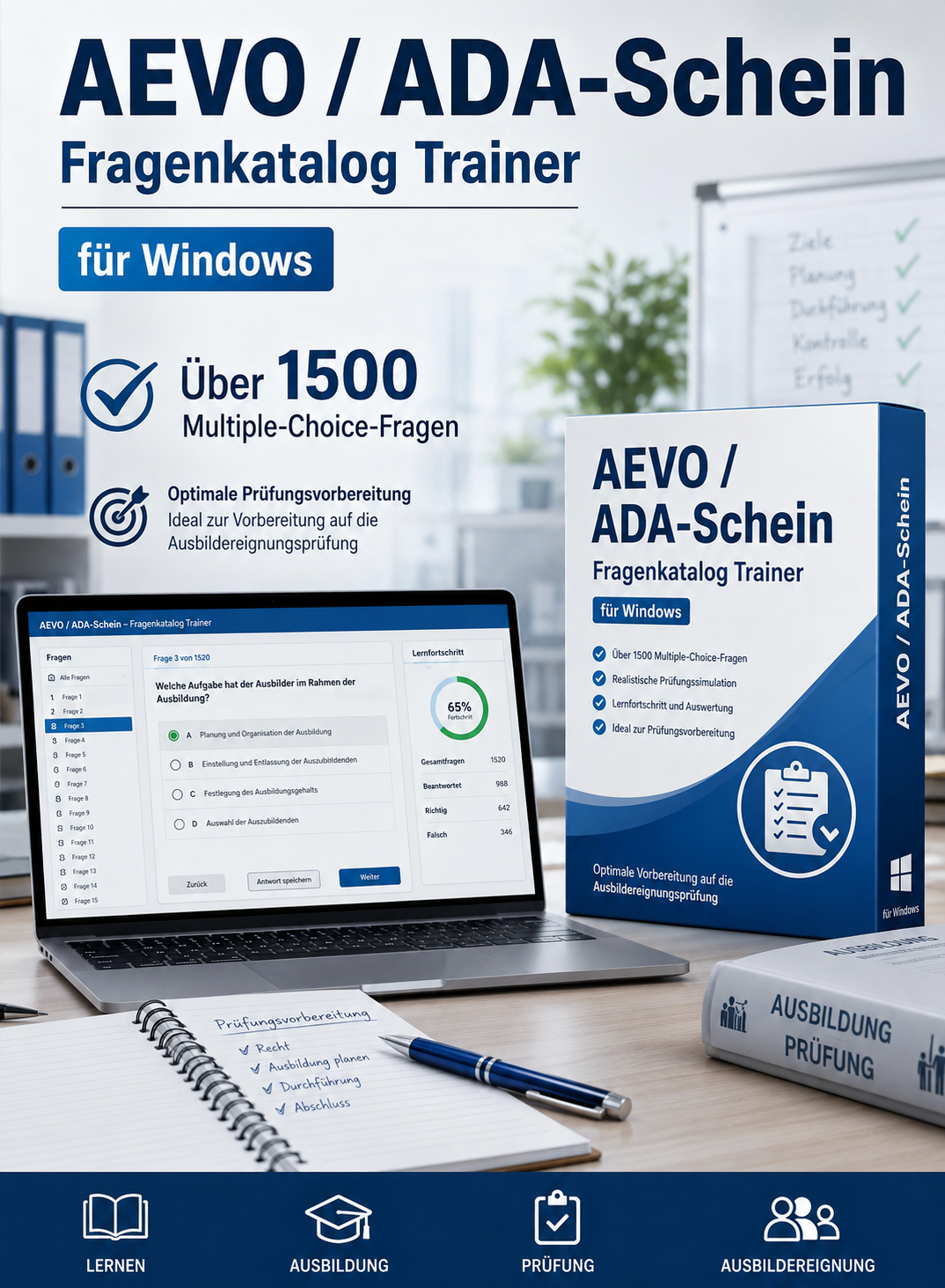 AEVO/ADA - Schein Fragenkatalogtrainer mit über 1500 Multiple Choice Fragen -Download für Windows