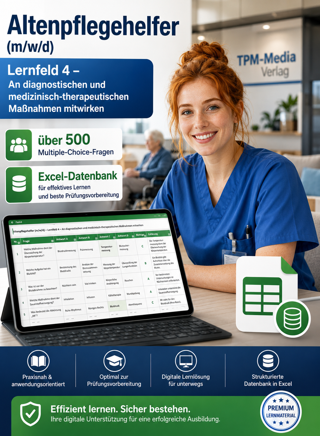 Altenpflegehelfer - Lernfeld 4 gewerbliche Excel-Fragenkatalog Datenbank (Sofort-Download)