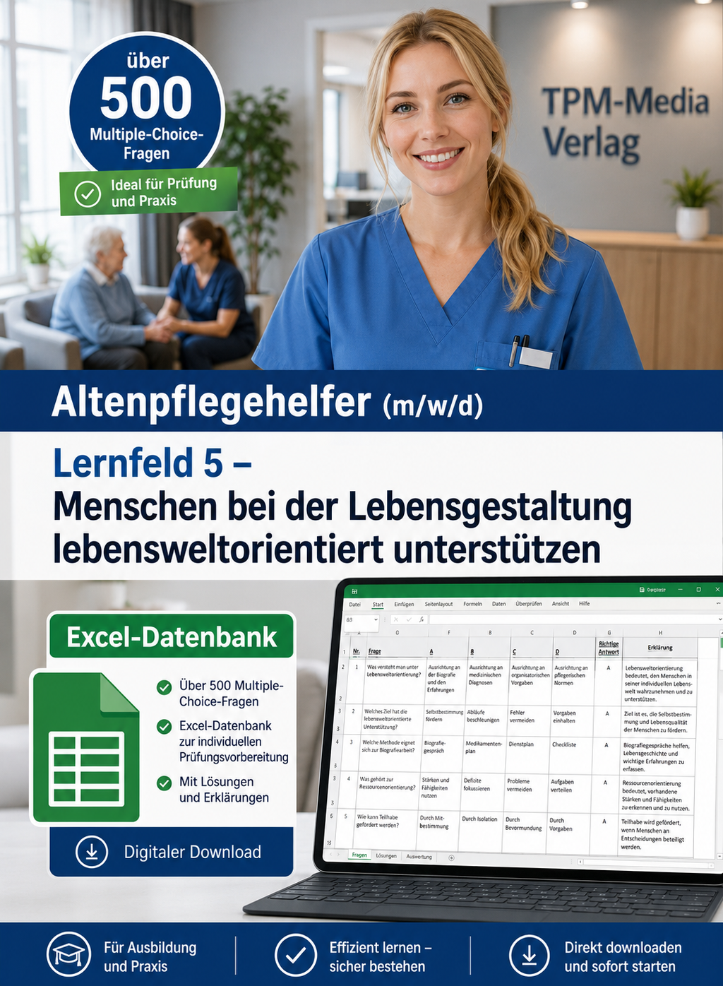 Altenpflegehelfer - Lernfeld 5 gewerbliche Excel-Fragenkatalog Datenbank (Sofort-Download)