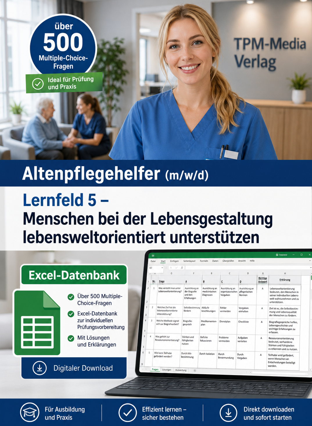 Altenpflegehelfer - Lernfeld 5 gewerbliche Excel-Fragenkatalog Datenbank (Sofort-Download)