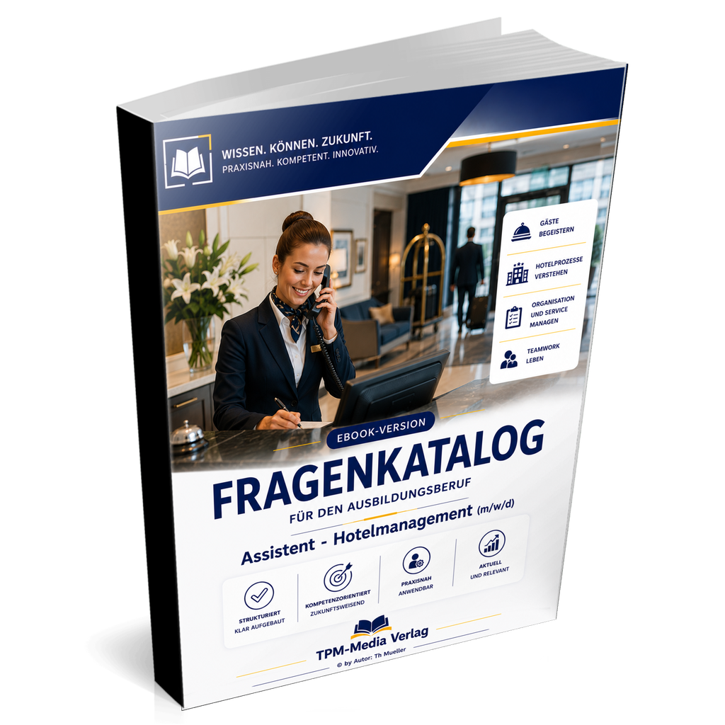 Assistent für Hotelmanagement (m/w/d) Pro Fragenkatalog (Buch-/Printversion) mit über 3050 Lern-/Prüfungsfragen