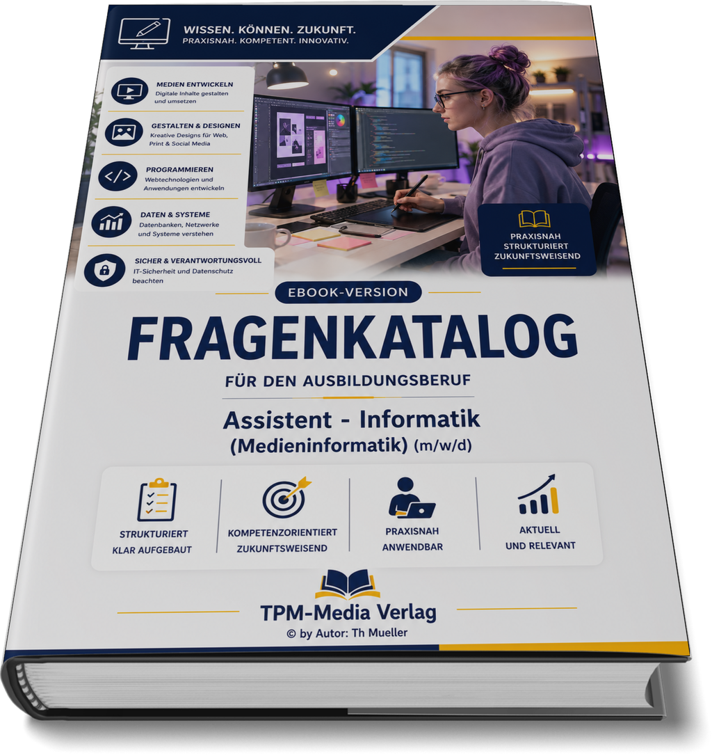 Assistent/-in für Informatik, Schwerpunkt Medieninformatik (m/w/d) Pro Fragenkatalog (Buch-/Printversion) mit über 3050 Lern-/Prüfungsfragen