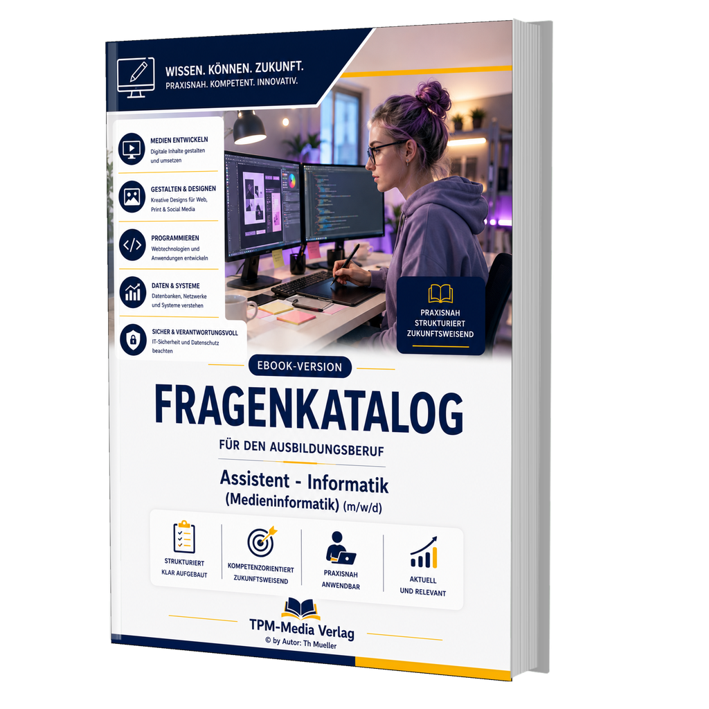 Assistent/-in für Informatik, Schwerpunkt Medieninformatik (m/w/d) Pro Fragenkatalog (Buch-/Printversion) mit über 3050 Lern-/Prüfungsfragen