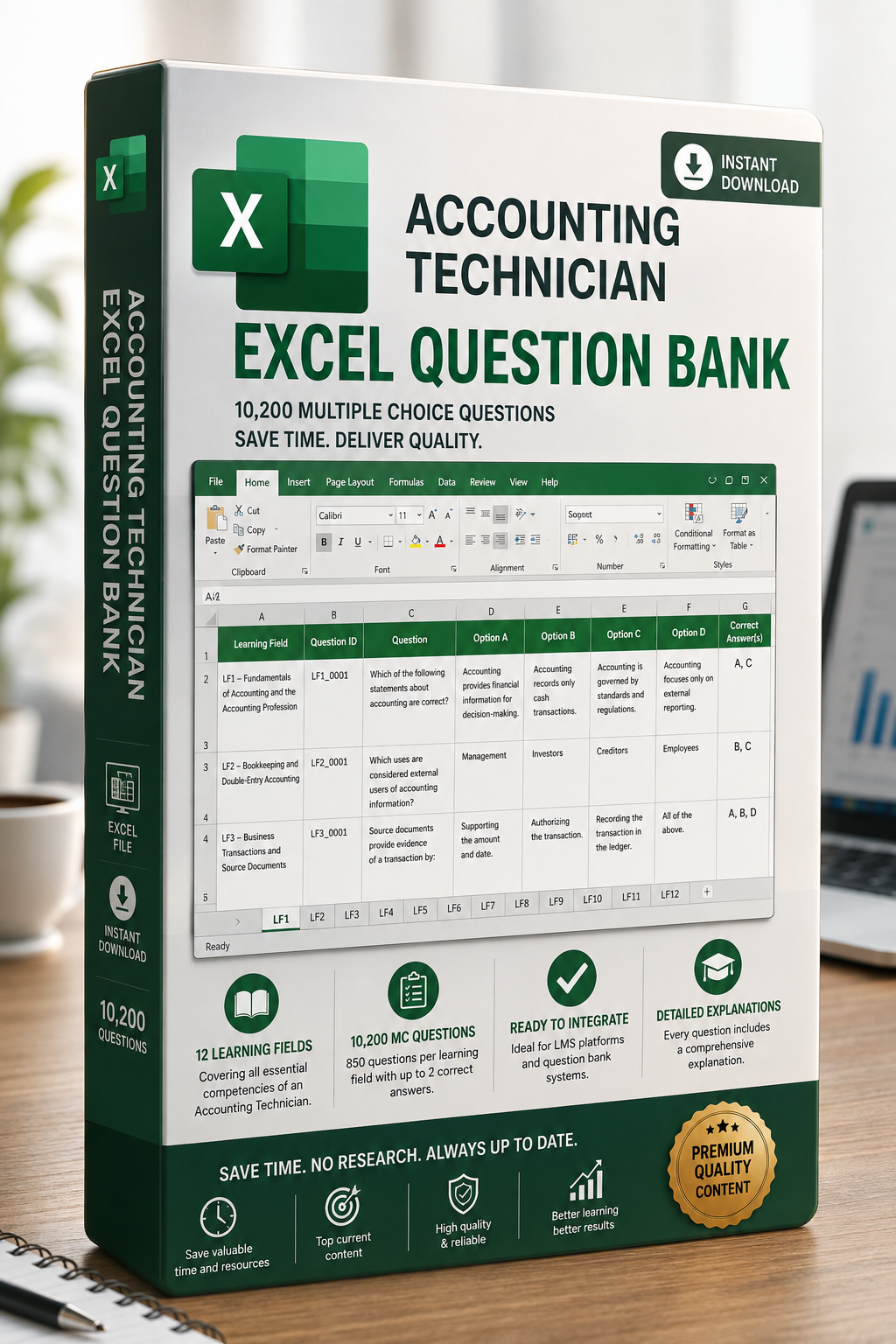 Accounting Technician – Excel Database with 10,200 Learning and Assessment Questions