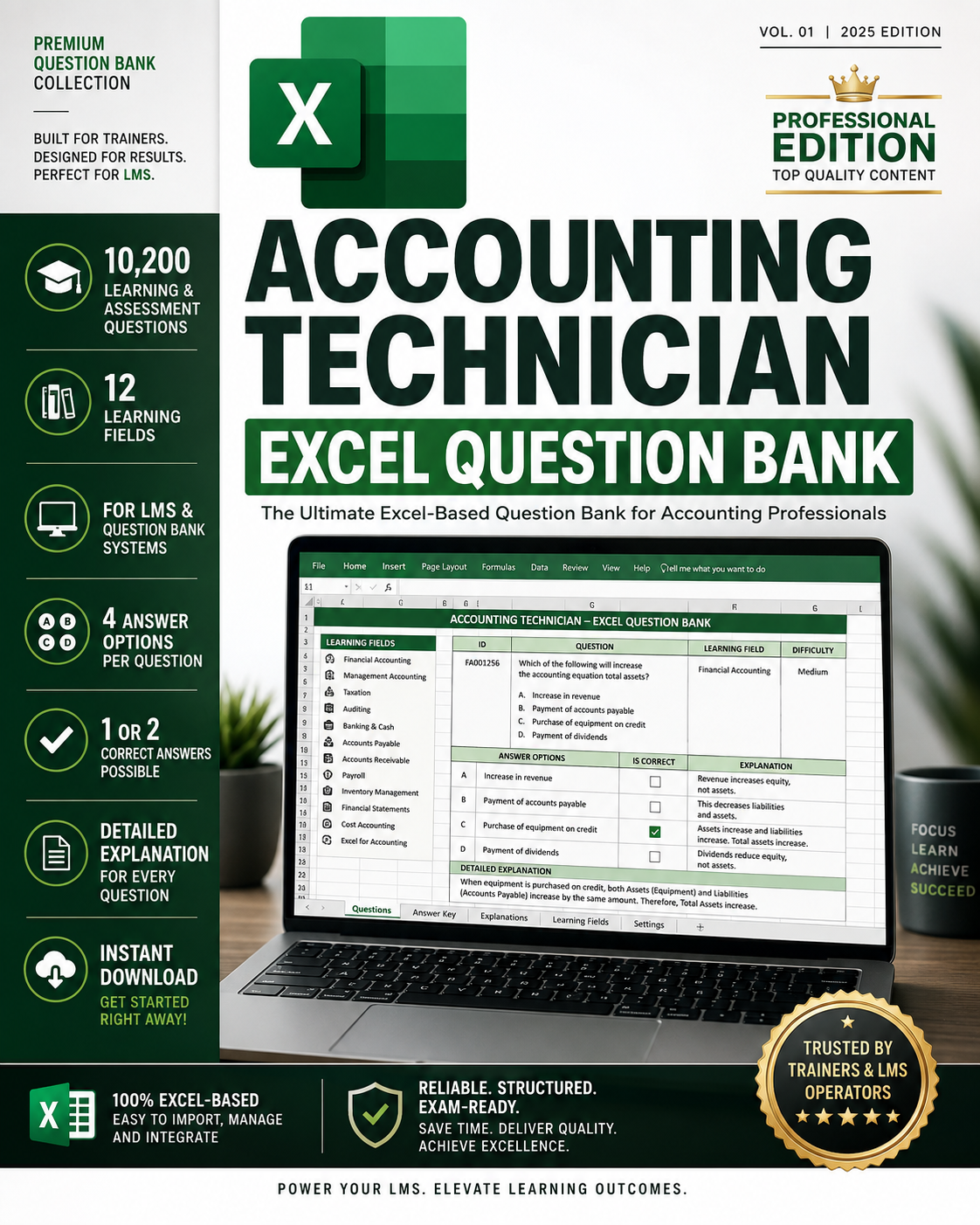 Accounting Technician – Excel Database with 10,200 Learning and Assessment Questions