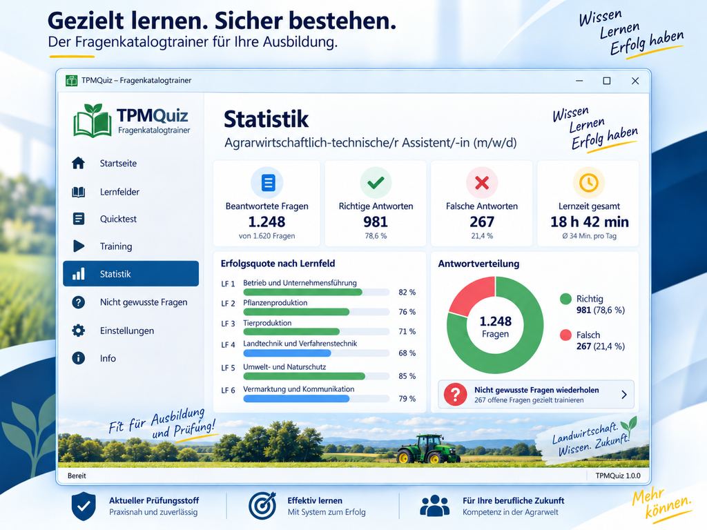 Fragenkatalog-Trainer Agrarwirtschaftlich-technische/r Assistent/-in für Windows