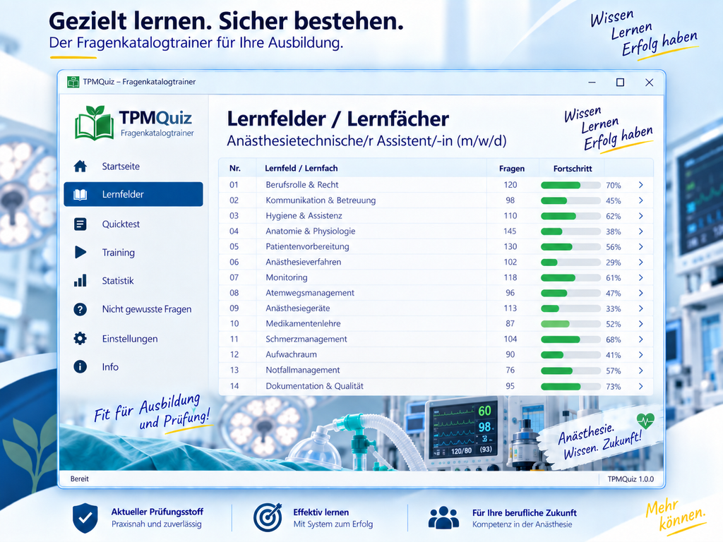 Anästhesietechnische/r Assistent/-in (m/w/d) Fragenkatalogtrainer Download für Windows