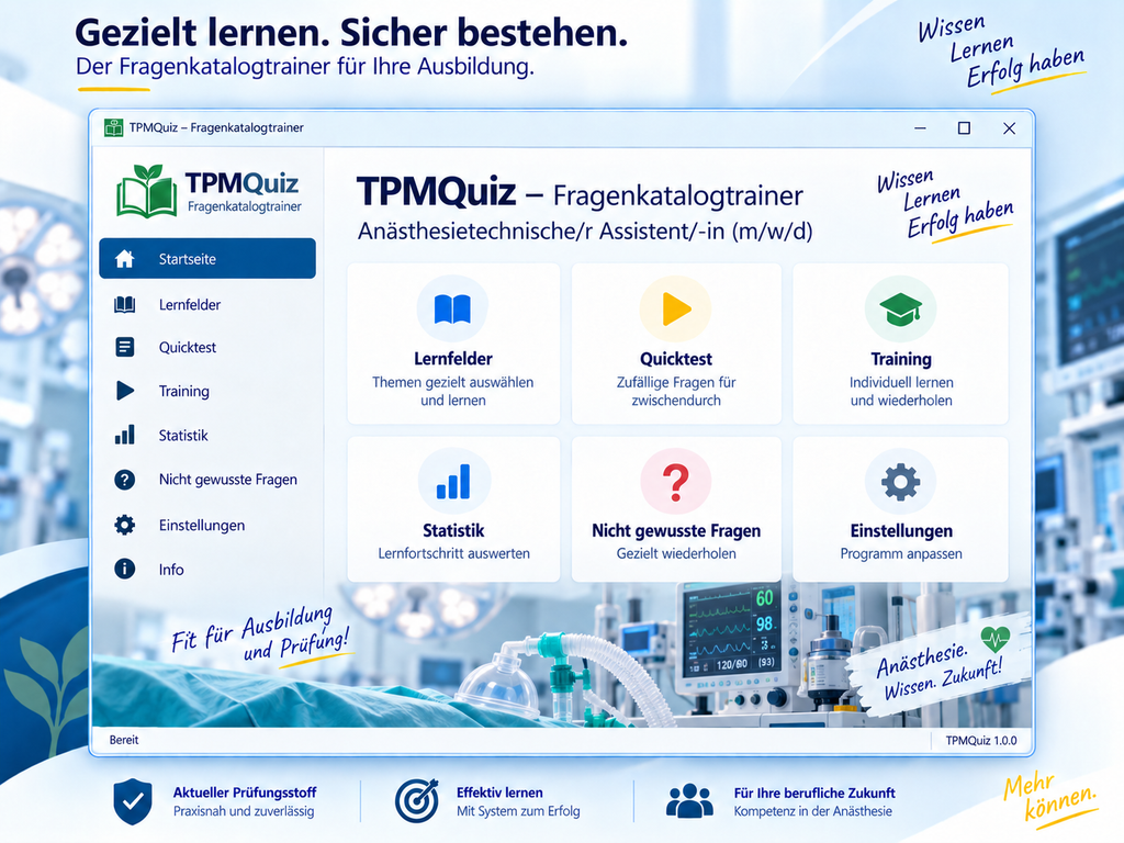Anästhesietechnische/r Assistent/-in (m/w/d) Fragenkatalogtrainer Download für Windows