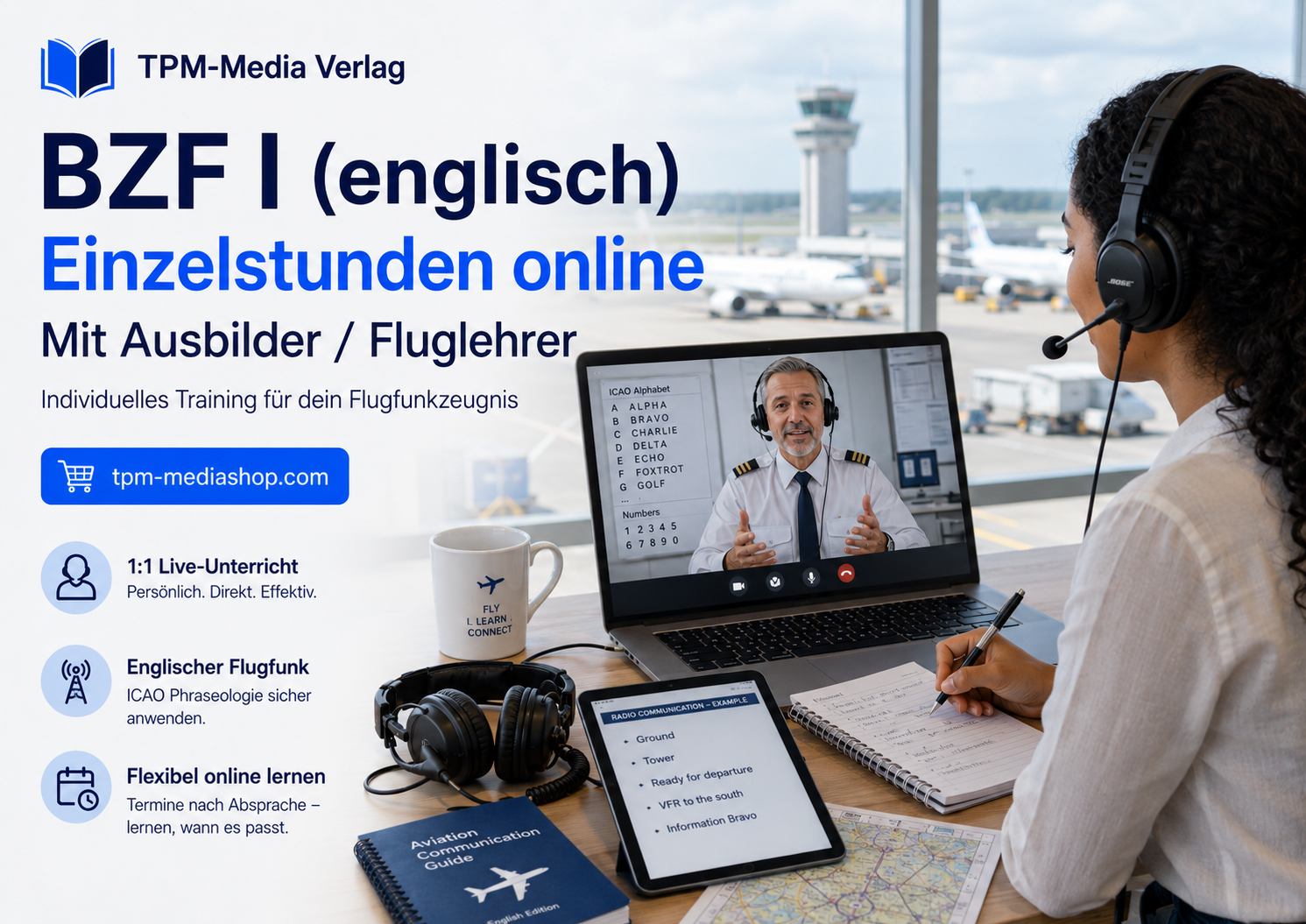 Einzelstunden für BZF I (deutsch/englisch) - Online-Coaching - für www.fluglehrerteam.de - TPM-Media Verlag