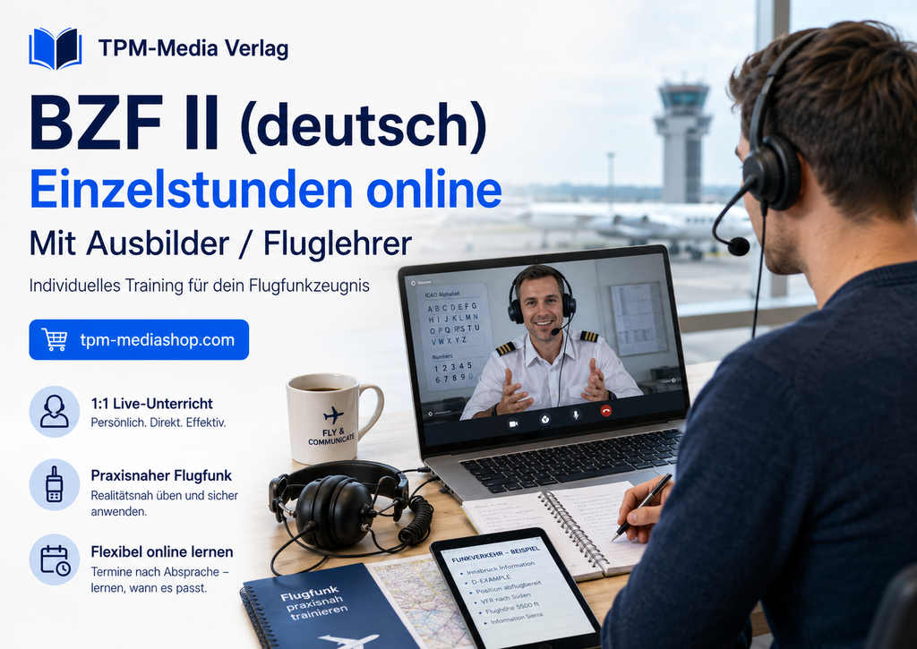Einzelstunden BZF II Online-Coaching - Persönliche Unterstützung für deinen Erfolg beim Fluglehrerteam - TPM-Media Verlag