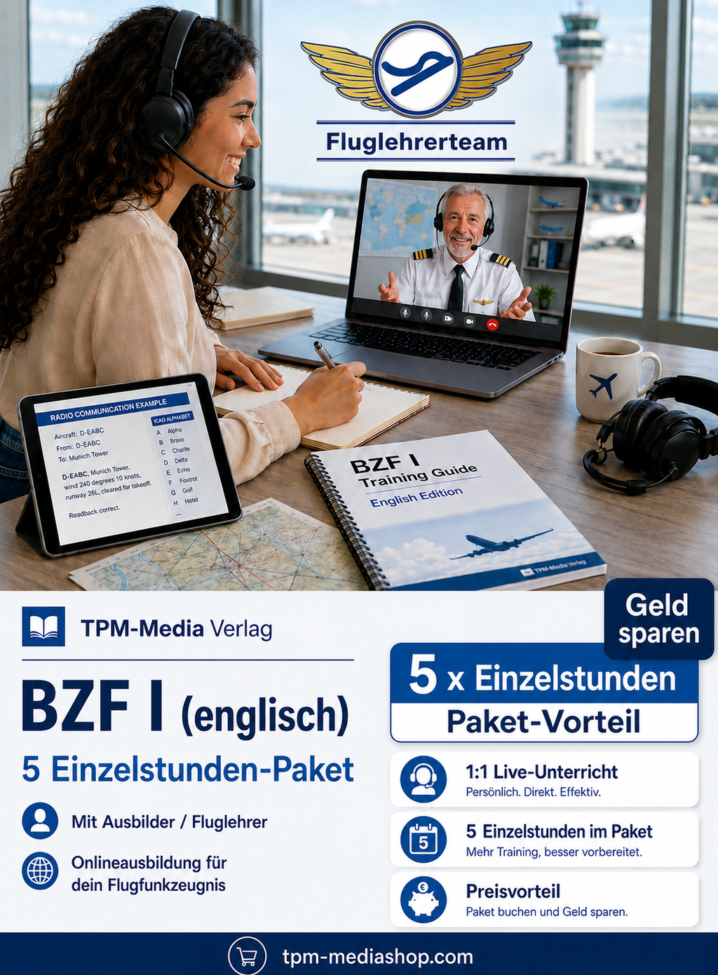Einzelstundepaket BZF I Online-Coaching (5 Std.) für Deutsch/Englisch - www.fluglehrerteam.de