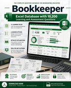 Bookkeeper – Excel Database with 10,200 Learning and Assessment Questions
