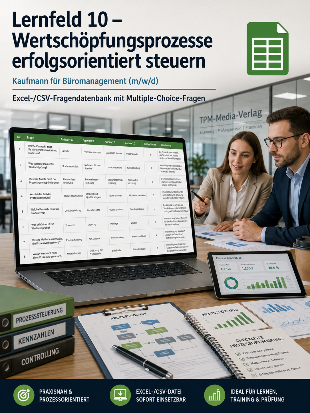 Kaufmann für Büromanagement - Lernfeld 10 gewerbliche Excel-Fragenkatalog Datenbank (Sofort-Download)