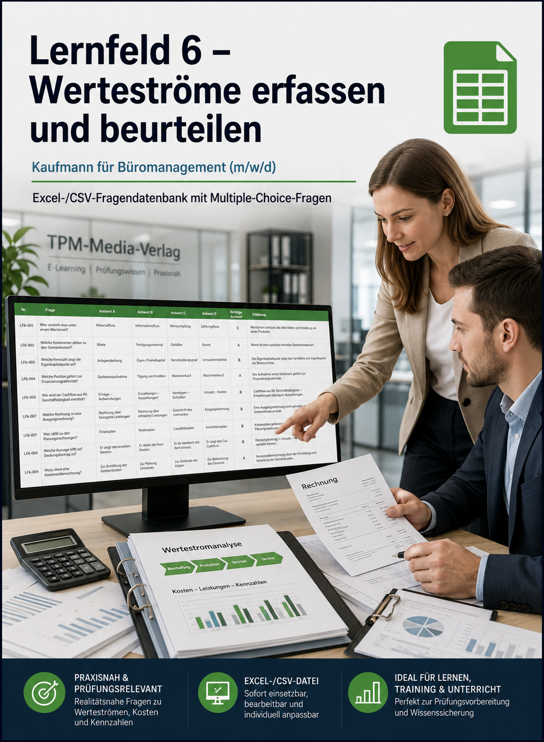 Kaufmann für Büromanagement - Lernfeld 6 gewerbliche Excel-Fragenkatalog Datenbank (Sofort-Download)