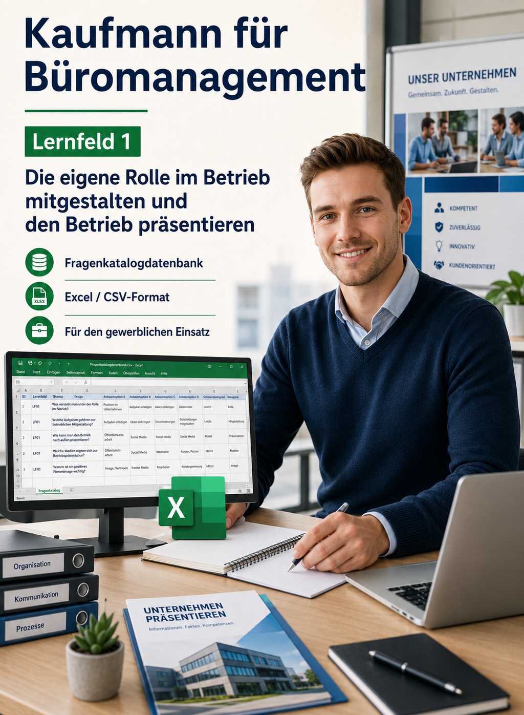 Kaufmann für Büromanagement - Lernfeld 1 gewerbliche Excel-Fragenkatalog Datenbank (Sofort-Download)