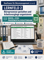 Kaufmann für Büromanagement - Lernfeld 2 gewerbliche Excel-Fragenkatalog Datenbank (Sofort-Download)