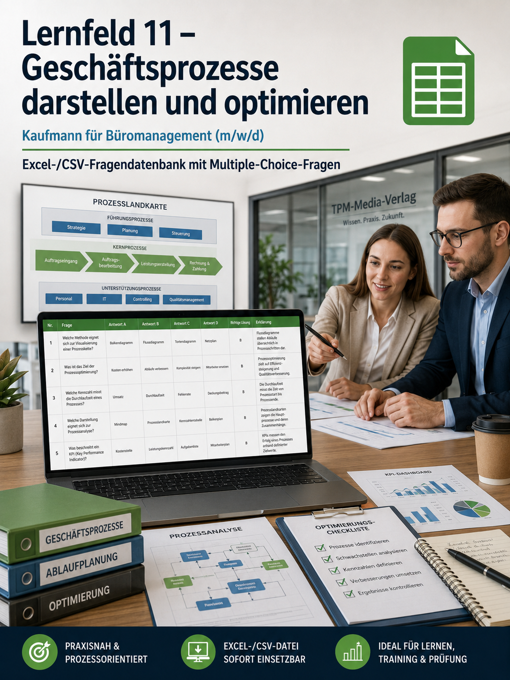 Kaufmann für Büromanagement - Lernfeld 11 gewerbliche Excel-Fragenkatalog Datenbank (Sofort-Download)