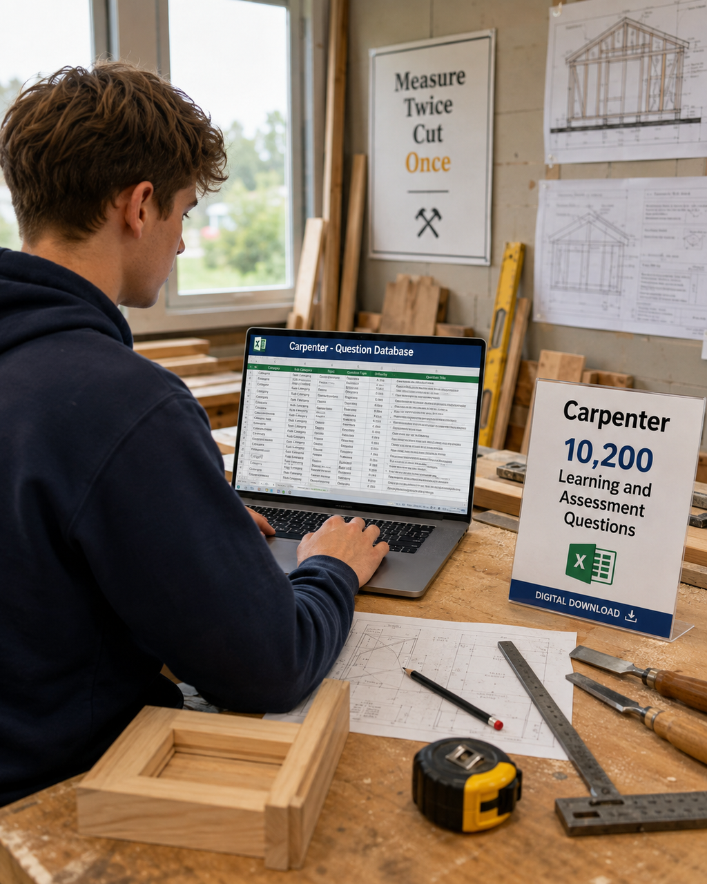 Carpenter – Excel Database with 10.200 Learning and Assessment Questions