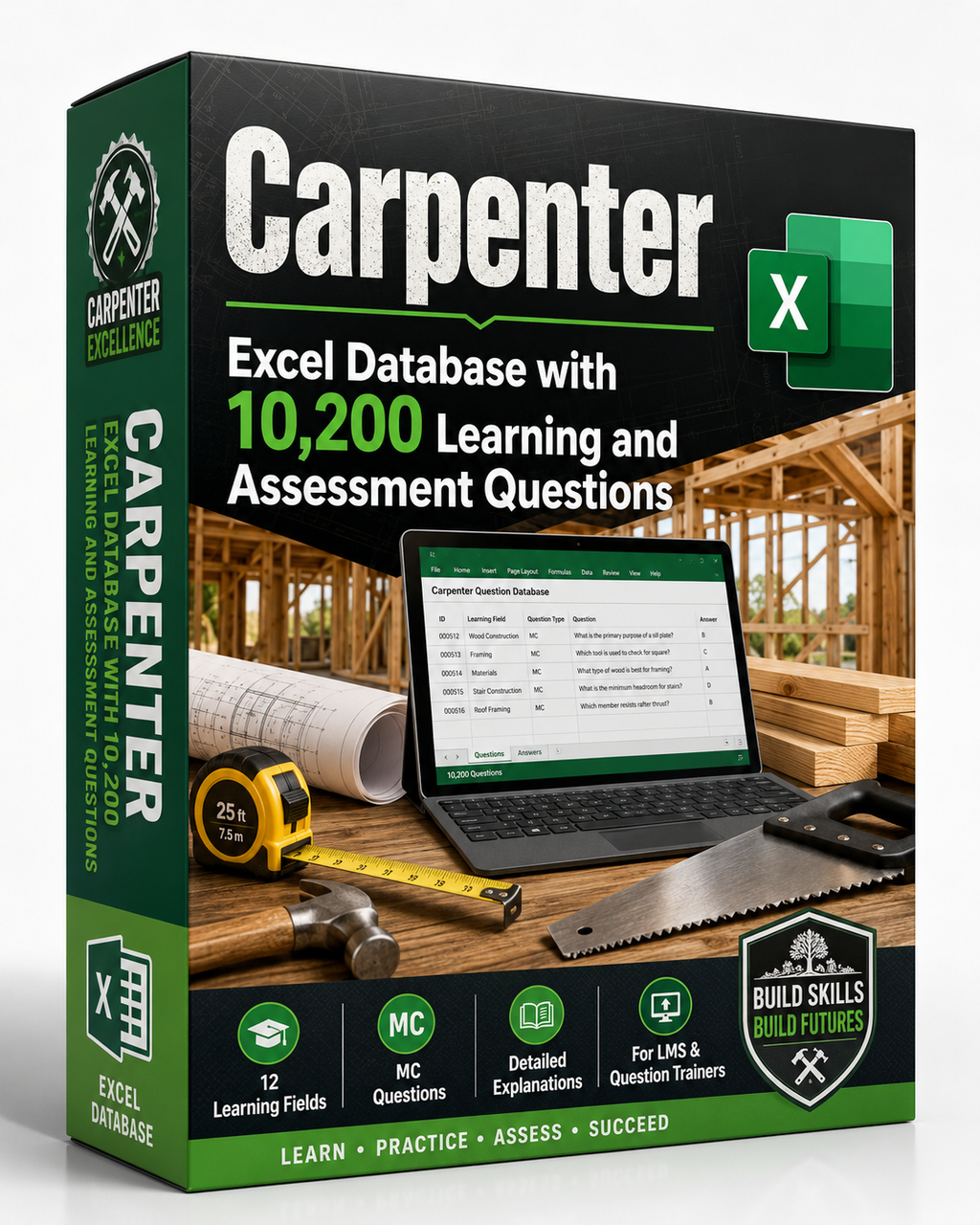 Carpenter – Excel Database with 10.200 Learning and Assessment Questions