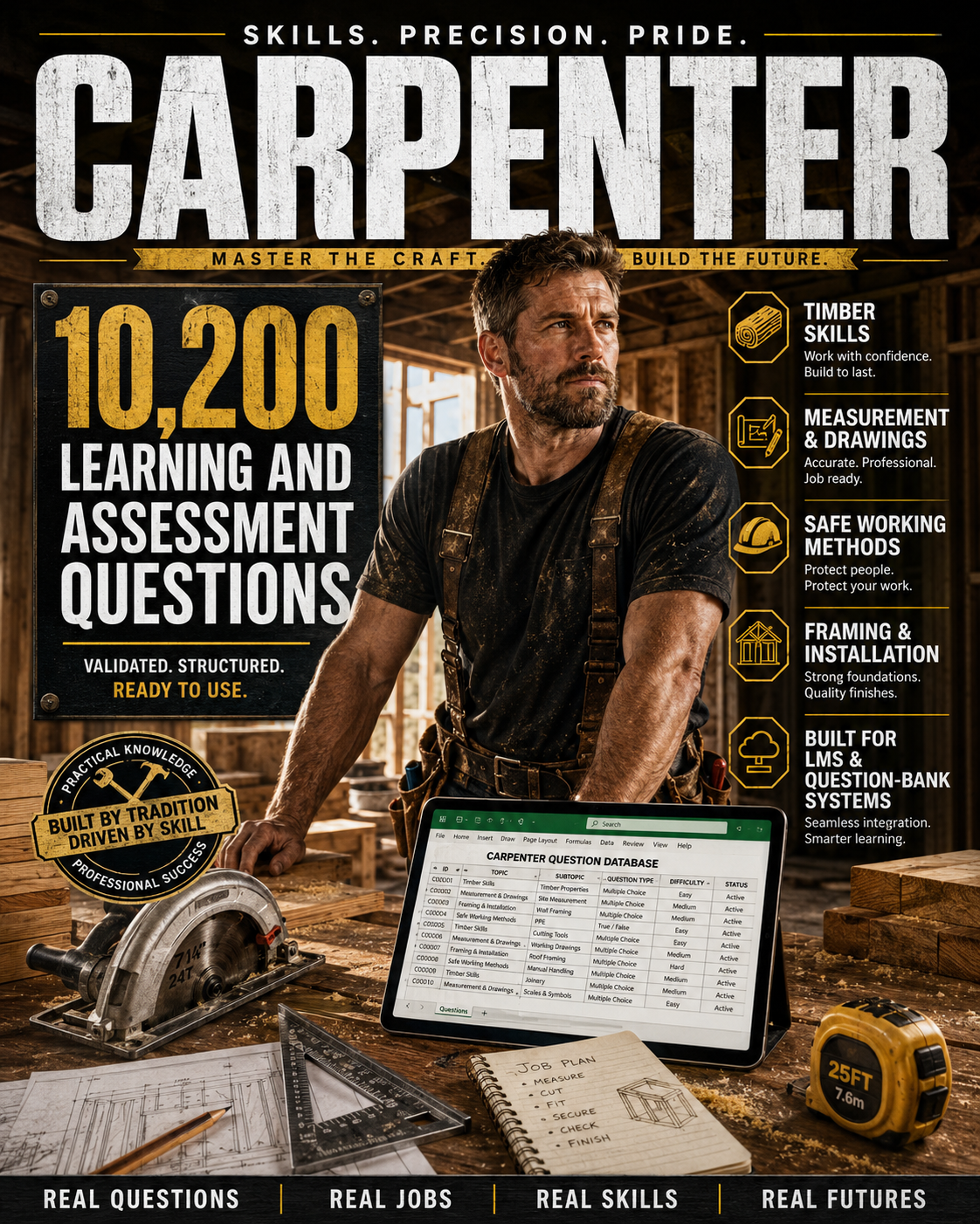 Carpenter – Excel Database with 10.200 Learning and Assessment Questions