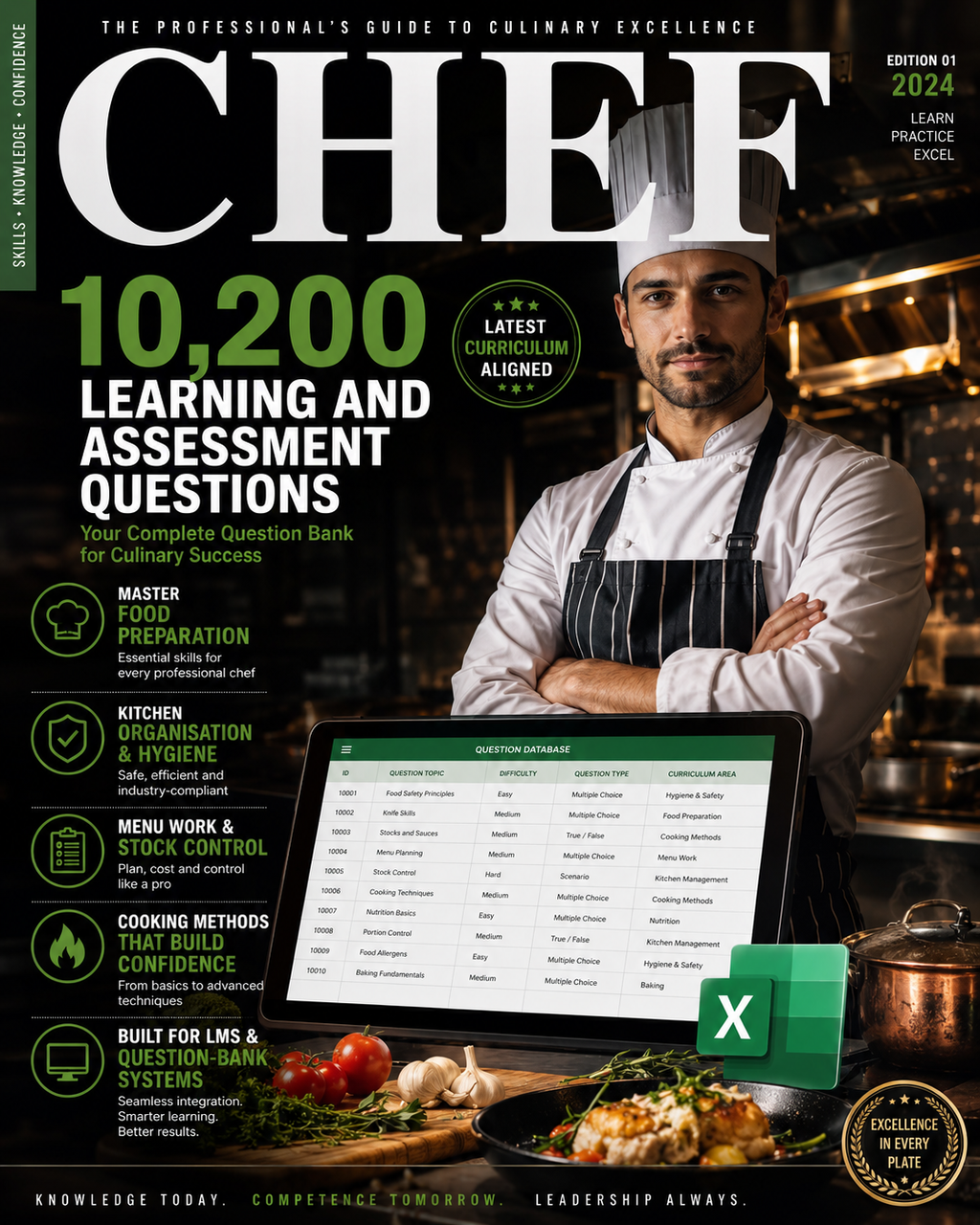 Chef – Excel Database with 10.200 Learning and Assessment Questions