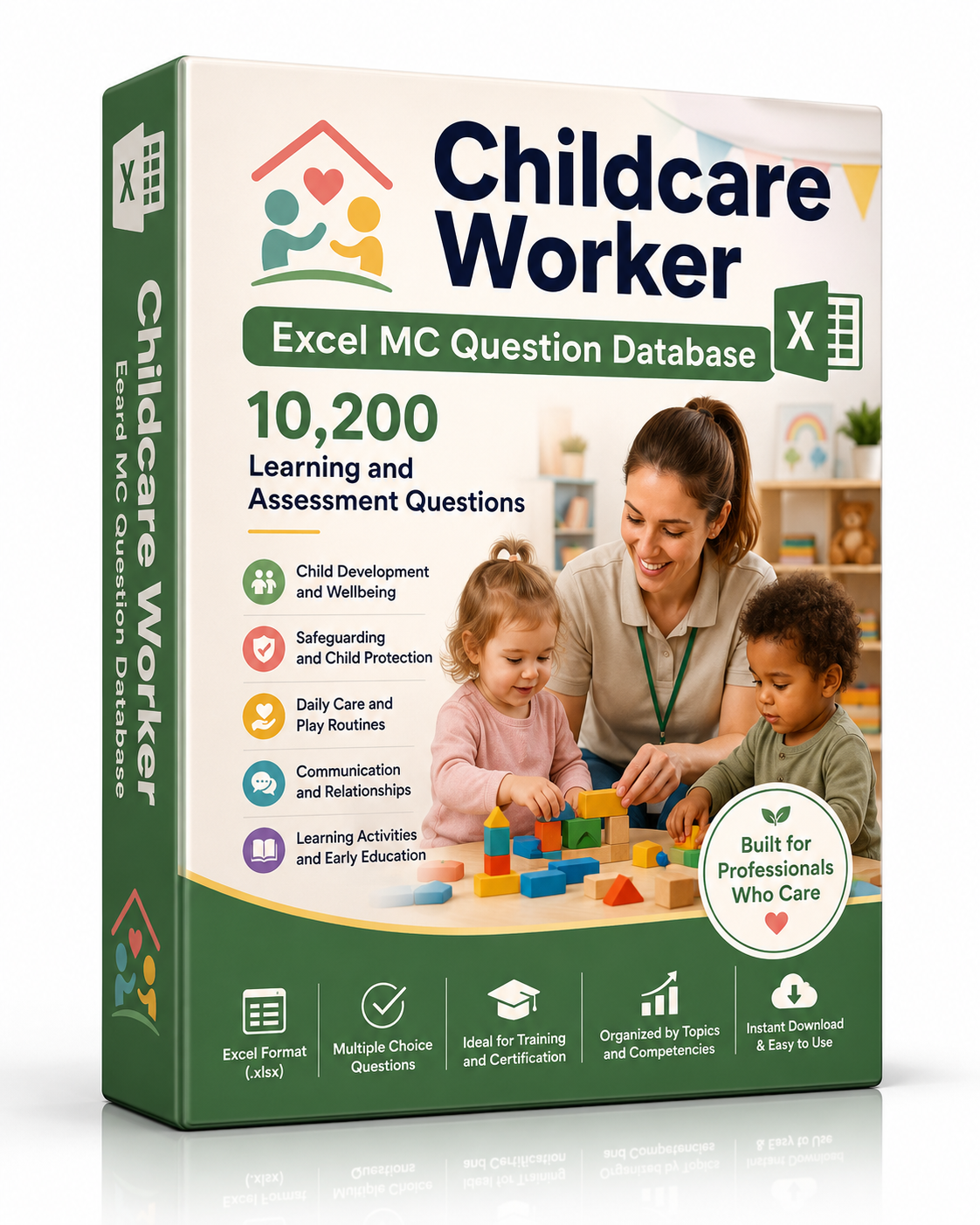 Childcare Worker – Excel Database with 10.200 Learning and Assessment Questions