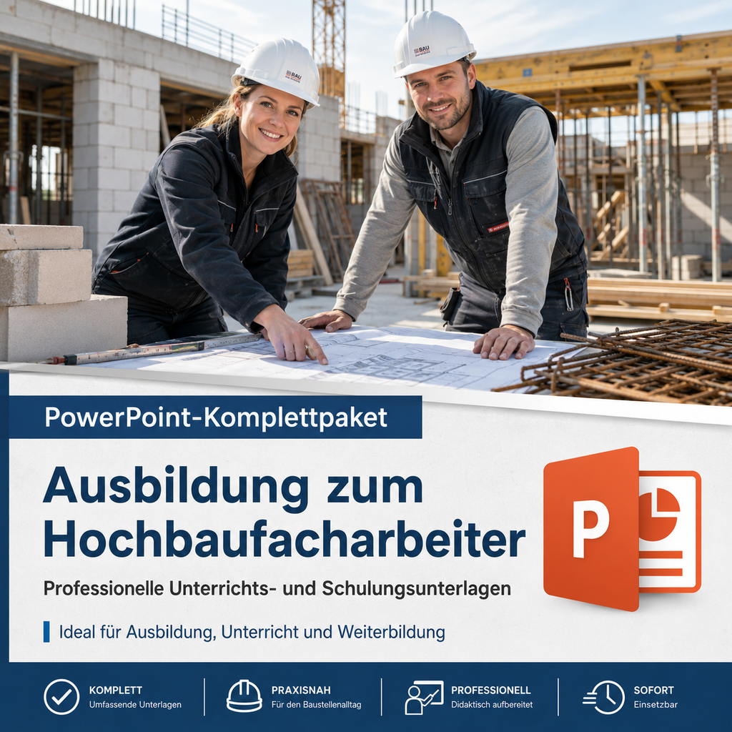 PowerPoint-Komplettpaket - Ausbildung zum Hochbaufacharbeiter (m/w/d) - TPM-Media Verlag