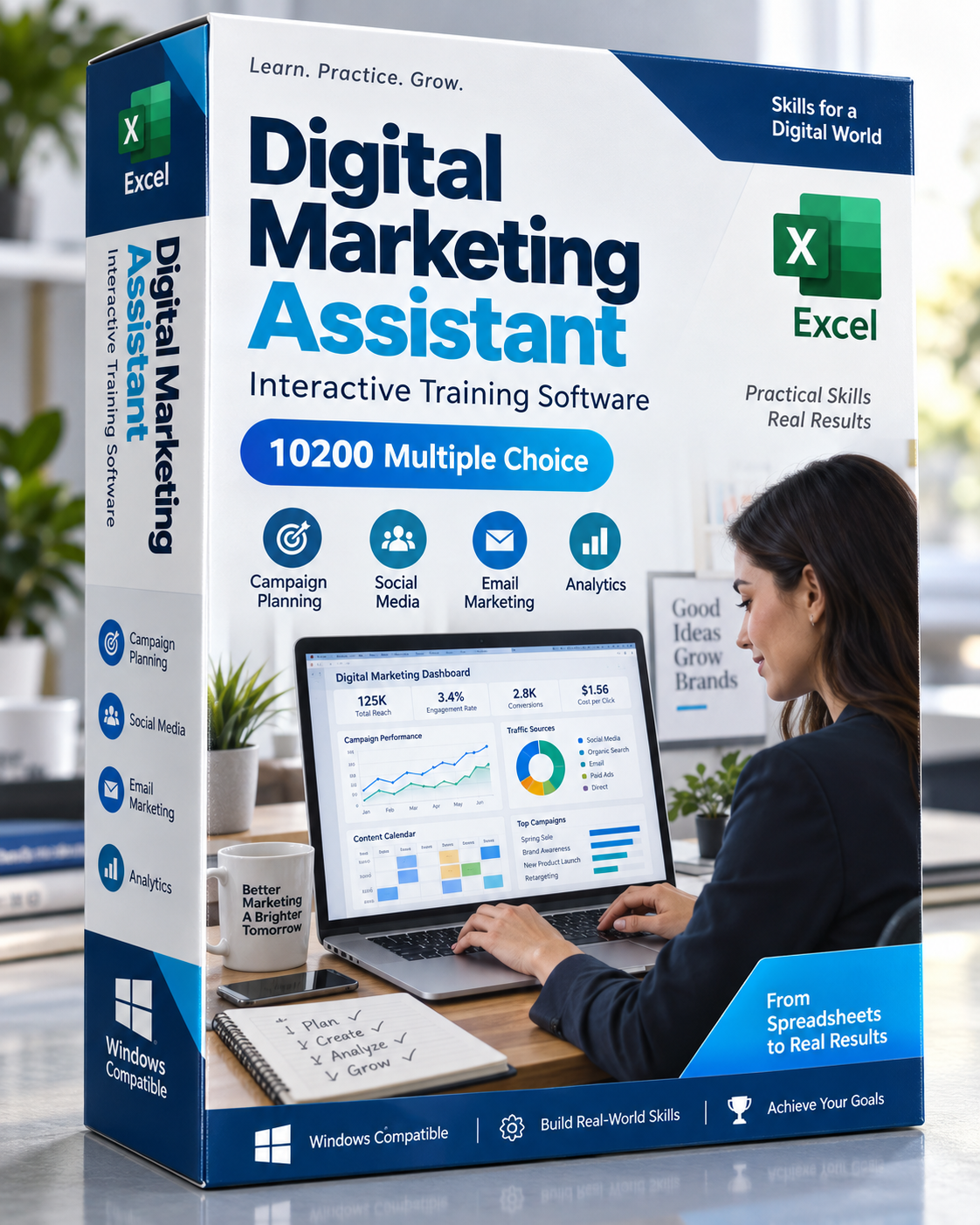 Digital Marketing Assistant – Excel Database with 10.200 Learning and Assessment Questions