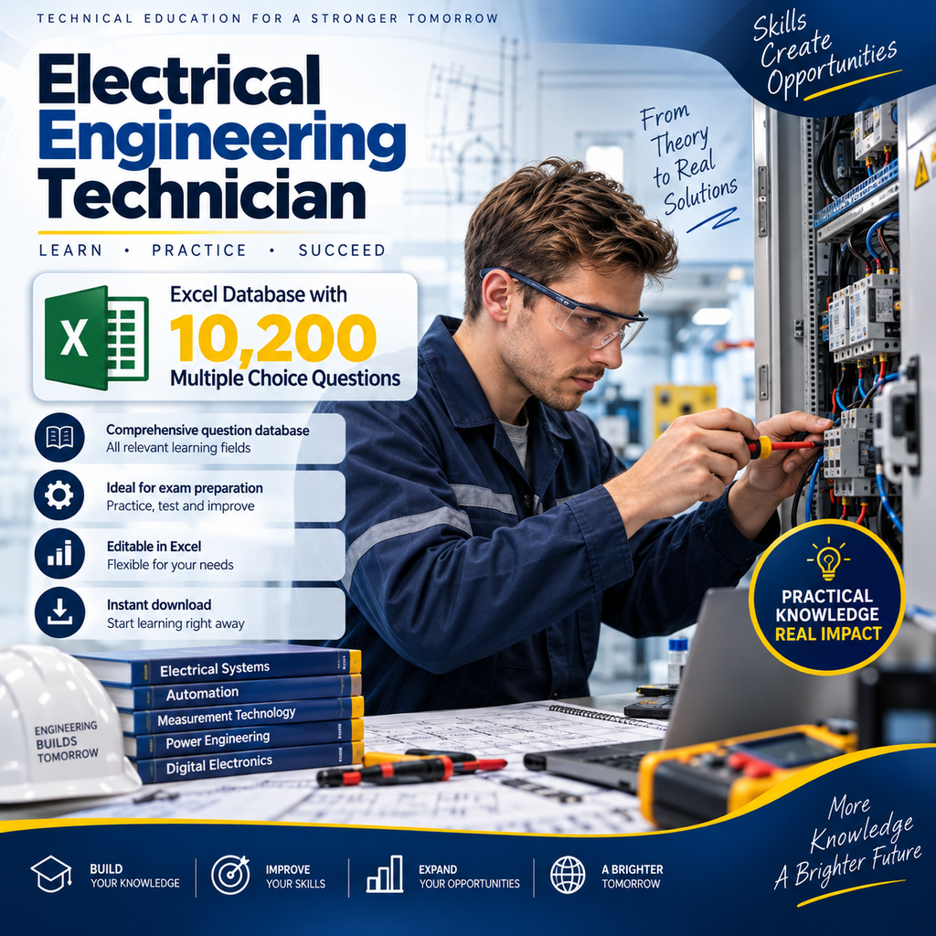 Electrical Engineering Technician – Excel Database with 10.200 Learning and Assessment Questions