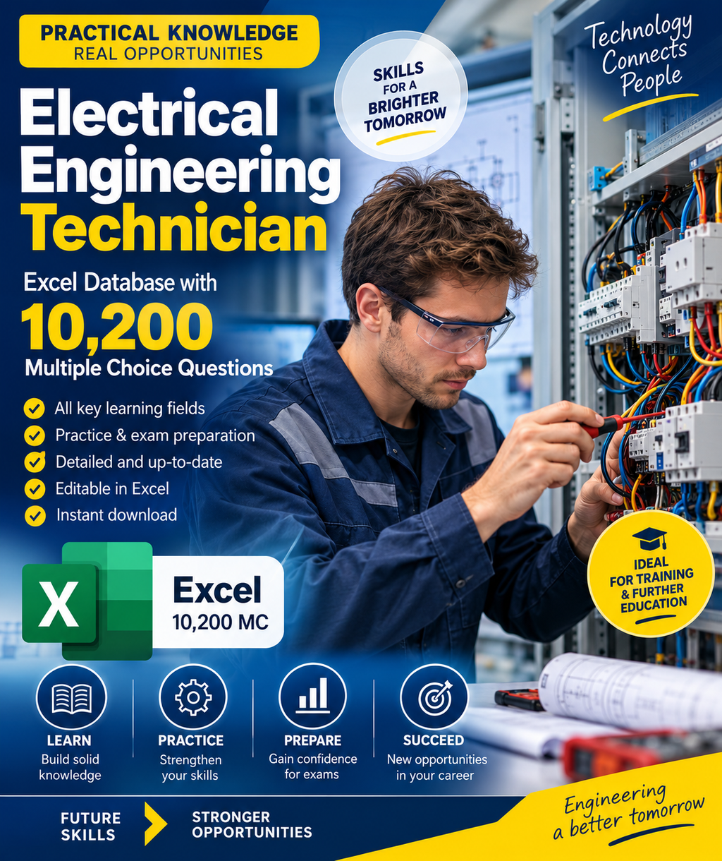 Electrical Engineering Technician – Excel Database with 10.200 Learning and Assessment Questions
