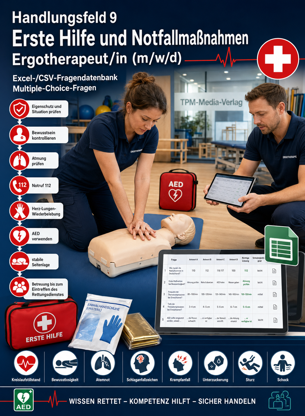 Ergotherapeut - Handlungsfeld 9 gewerbliche Excel-Fragenkatalog Datenbank (Sofort-Download)