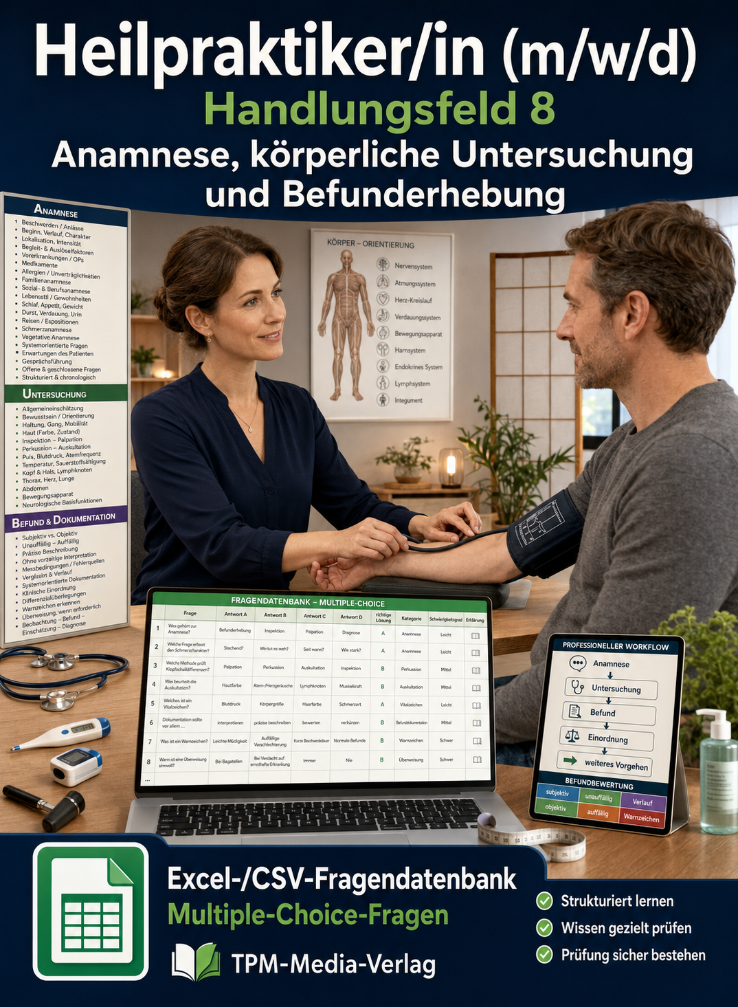 Heilpraktiker - Handlungsfeld 8 gewerbliche Excel-Fragenkatalog Datenbank (Sofort-Download)