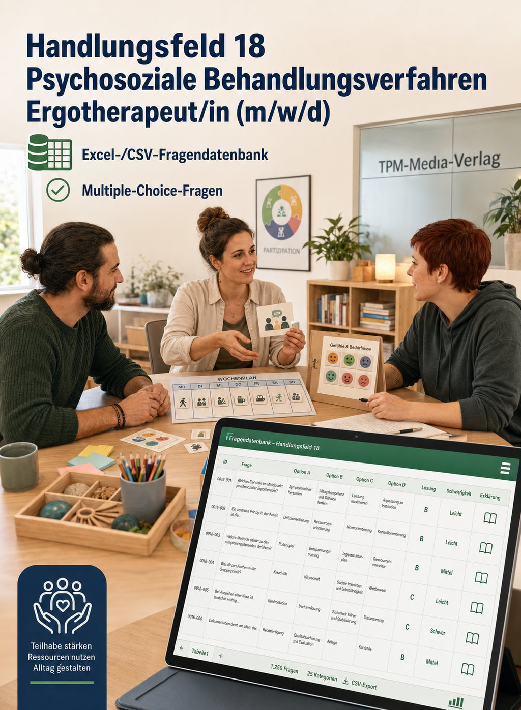 Ergotherapeut - Handlungsfeld 18 gewerbliche Excel-Fragenkatalog Datenbank (Sofort-Download)