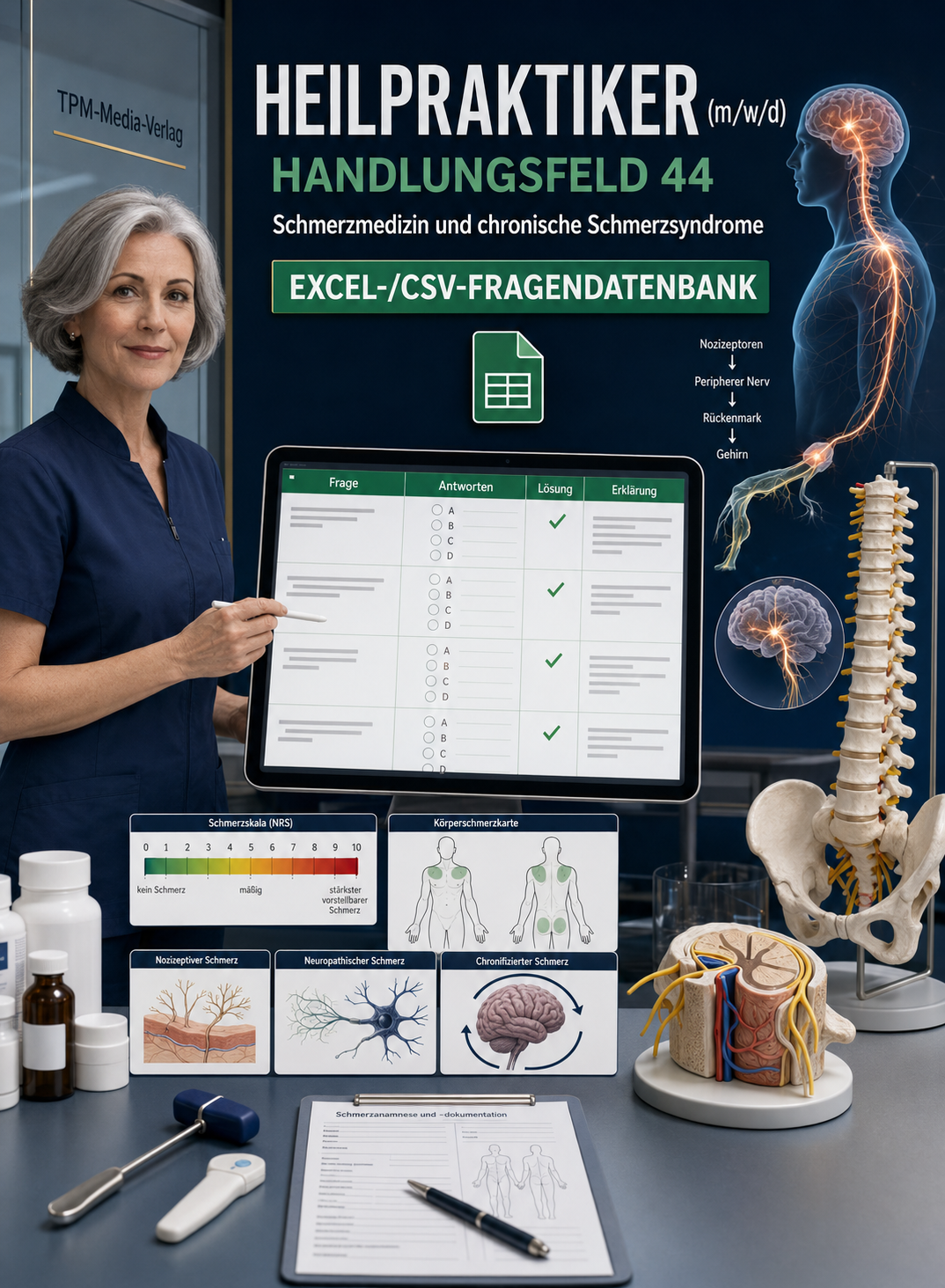 Heilpraktiker - Handlungsfeld 44 gewerbliche Excel-Fragenkatalog Datenbank (Sofort-Download)