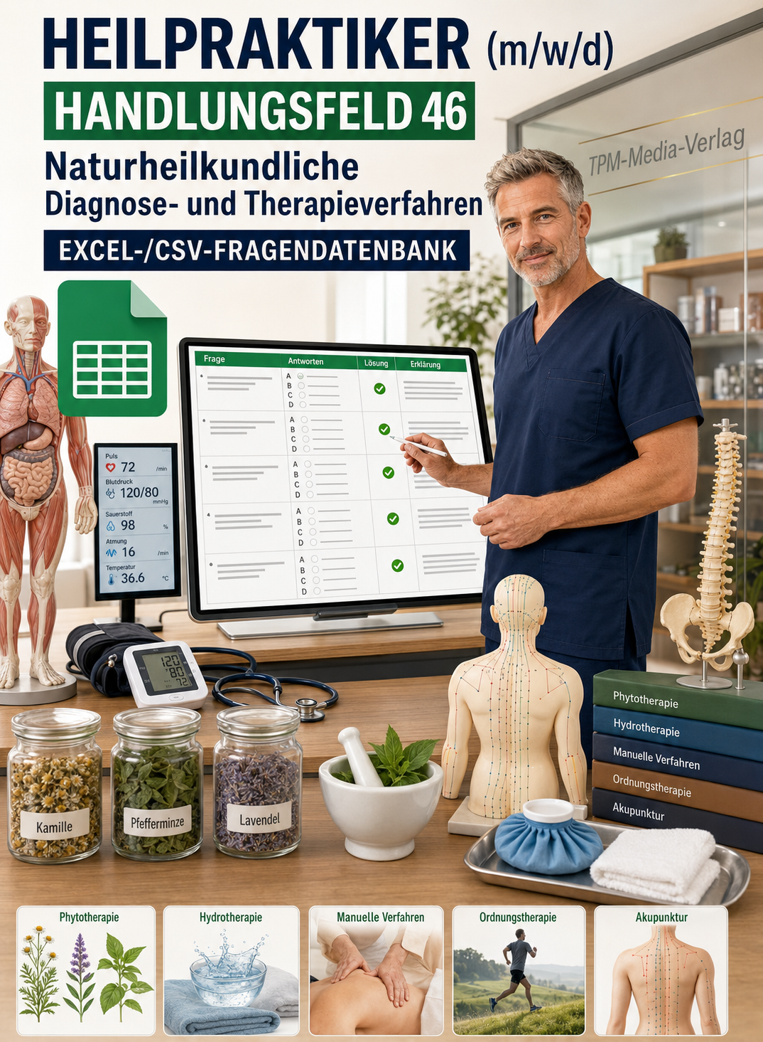 Heilpraktiker - Handlungsfeld 46 gewerbliche Excel-Fragenkatalog Datenbank (Sofort-Download)