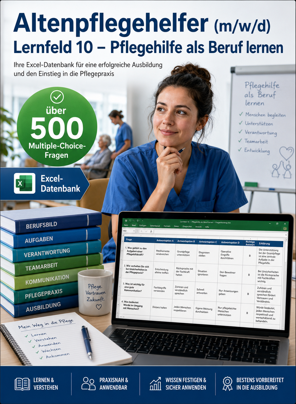 Altenpflegehelfer - Lernfeld 10 gewerbliche Excel-Fragenkatalog Datenbank (Sofort-Download)