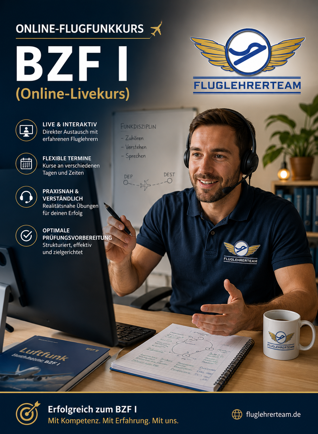 Online Flugfunkkurs BZF I von Fluglehrerteam