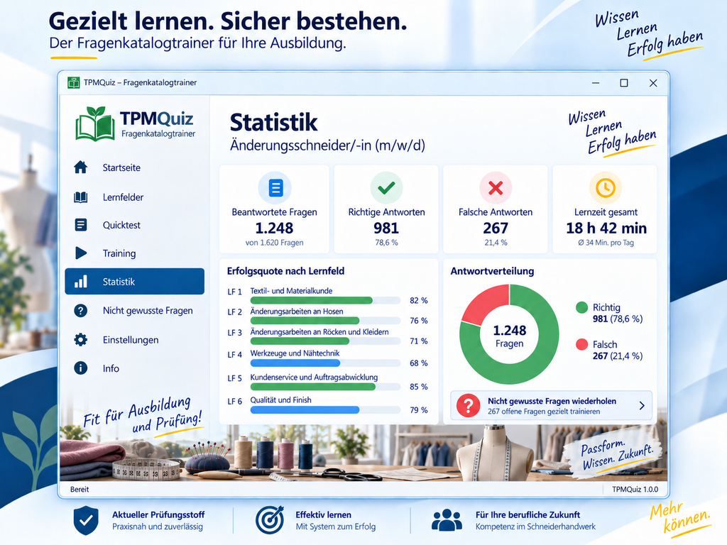 Fragenkatalogtrainer Änderungsschneider (m/w/d) Download für Windows