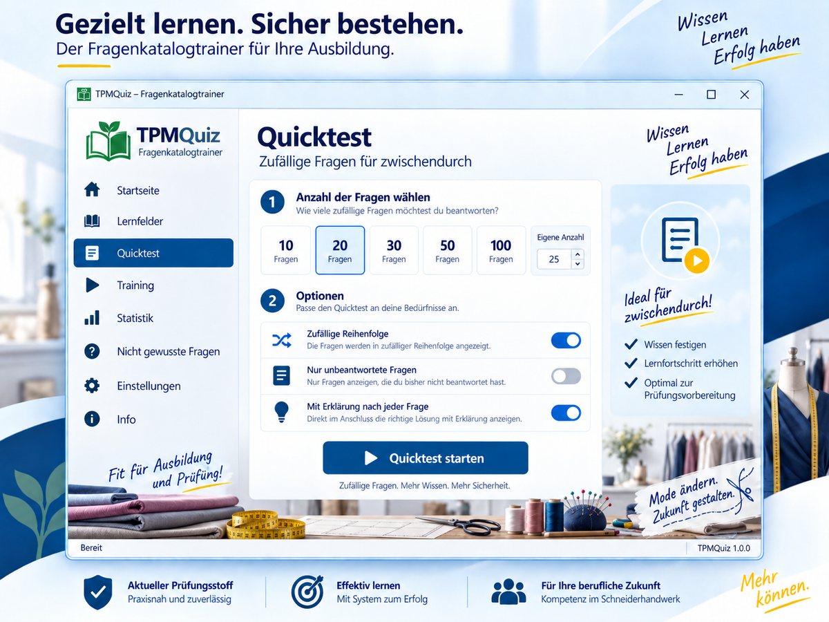 Fragenkatalogtrainer Änderungsschneider (m/w/d) Download für Windows