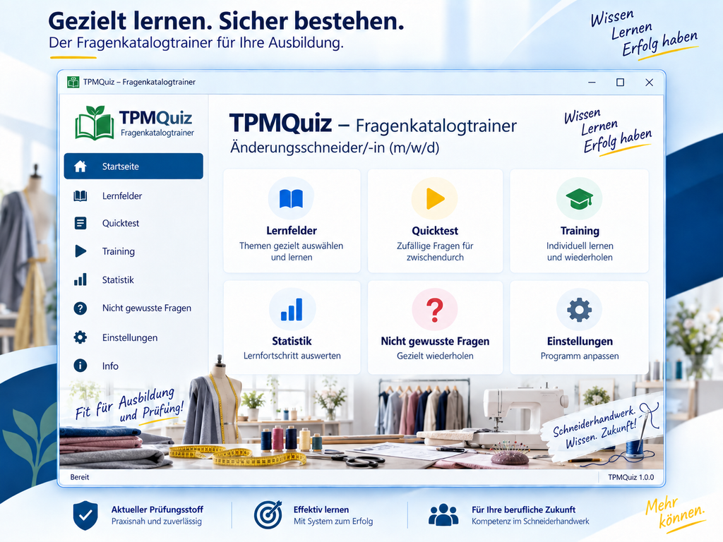 Fragenkatalogtrainer Änderungsschneider (m/w/d) Download für Windows