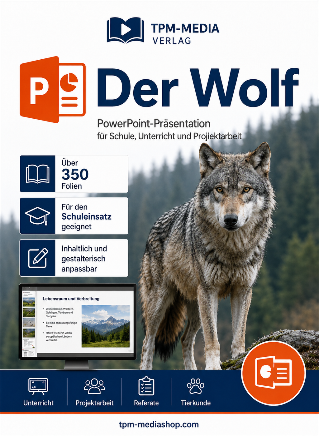 Der Wolf PowerPoint Präsentation Schule - Download-Version für den Schuleinsatz