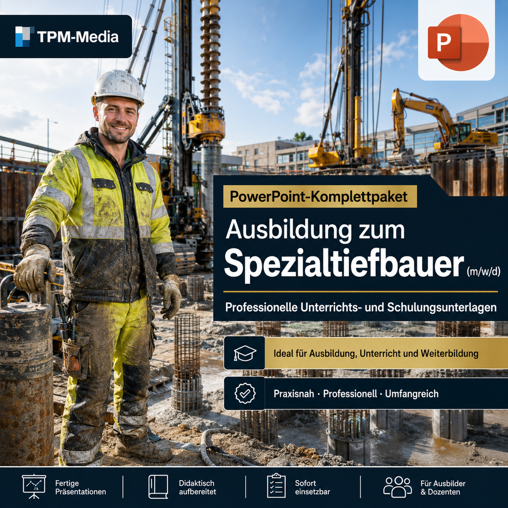 PowerPoint-Komplettpaket für die Ausbildung zum Spezialtiefbauer (m/w/d) - TPM-Media Verlag