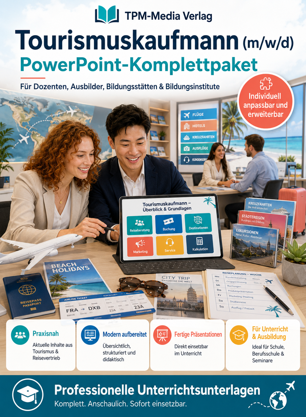 PowerPoint-Komplettpaket für die Ausbildung zum Tourismuskaufmann (m/w/d)