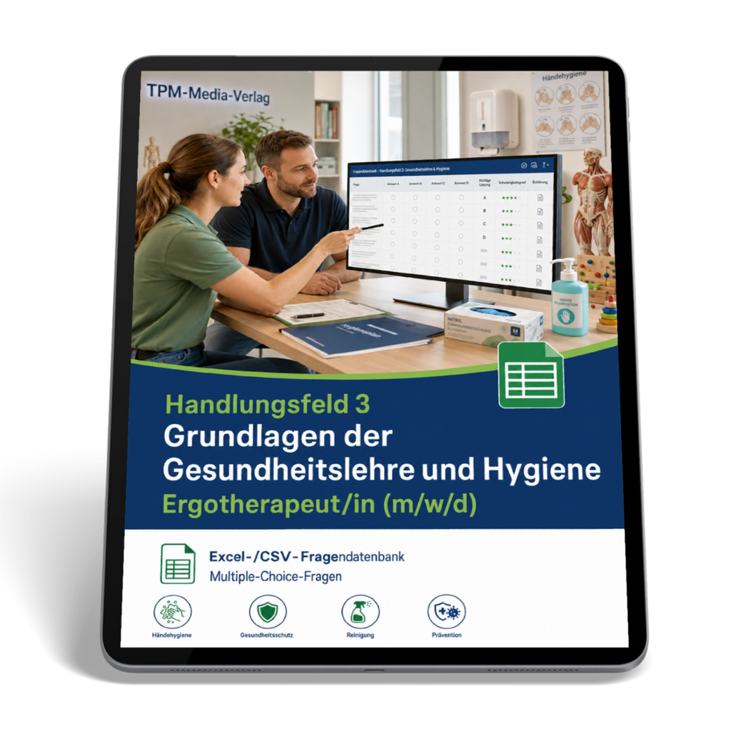 Ergotherapeut - Handlungsfeld 3 gewerbliche Excel-Fragenkatalog Datenbank (Sofort-Download)