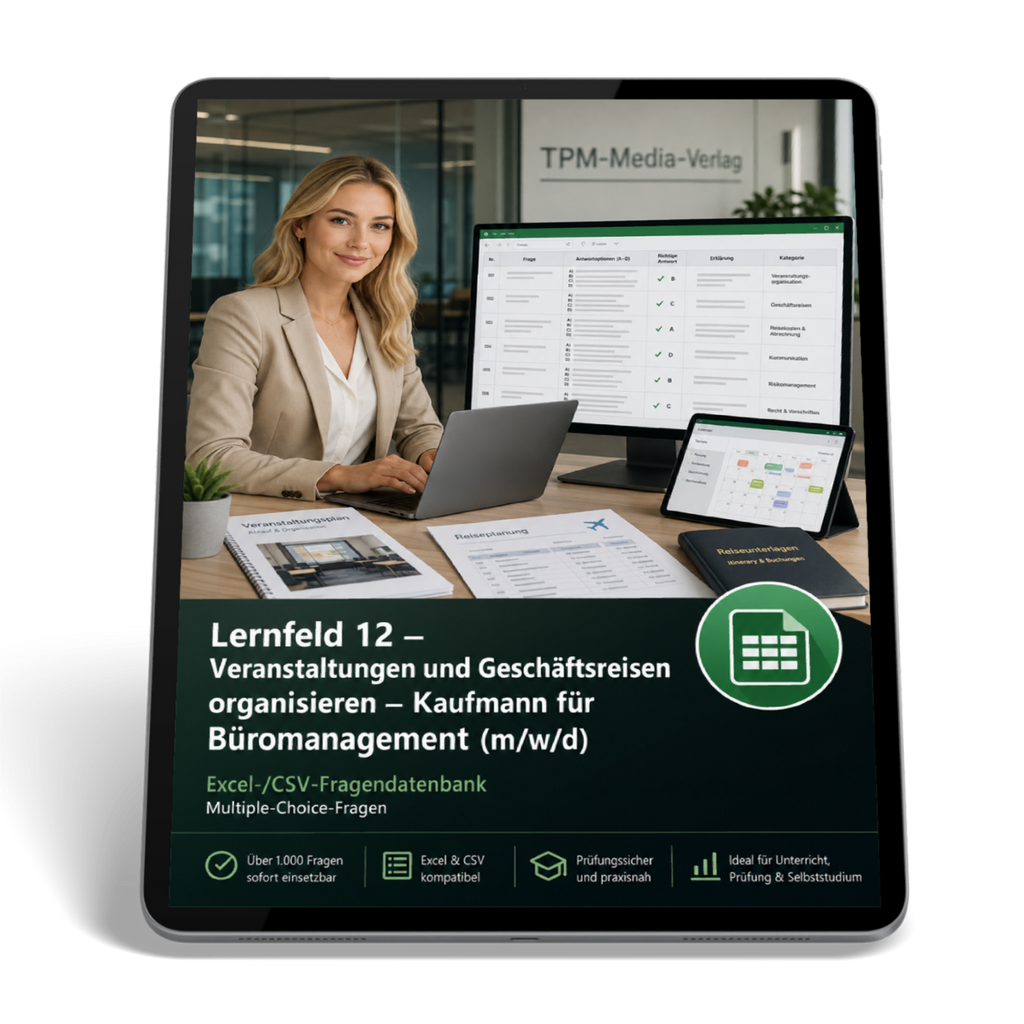 Kaufmann für Büromanagement - Lernfeld 12 gewerbliche Excel-Fragenkatalog Datenbank (Sofort-Download)