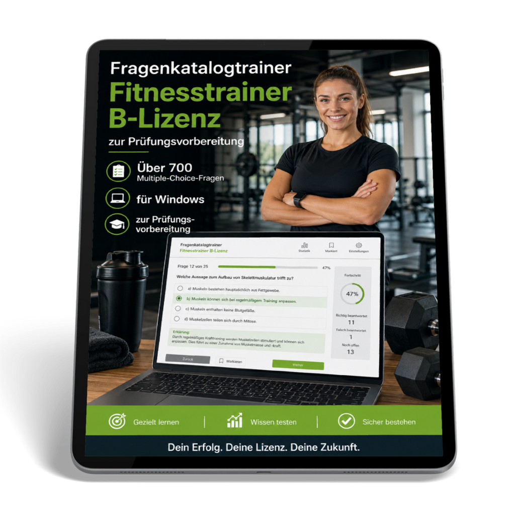 Fitnesstrainer B-Lizenz - Fragenkatalogtrainer mit über 700 Multiple Choice Fragen -Download für Windows-