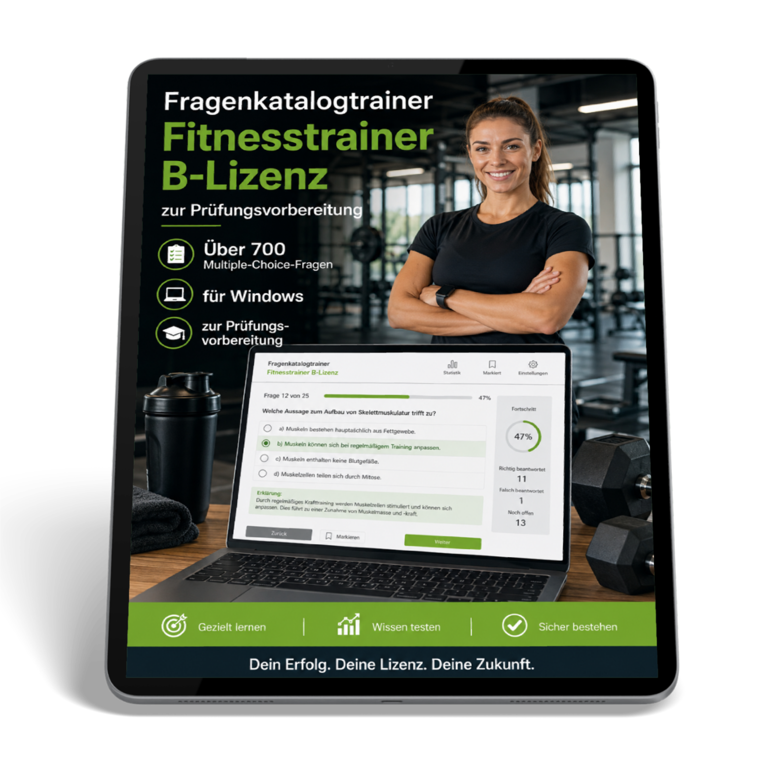 Fitnesstrainer B-Lizenz - Fragenkatalogtrainer mit über 700 Multiple Choice Fragen -Download für Windows-
