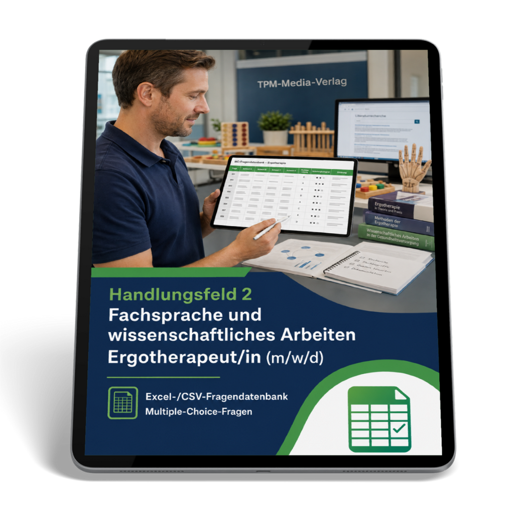 Ergotherapeut - Handlungsfeld 2 gewerbliche Excel-Fragenkatalog Datenbank (Sofort-Download)