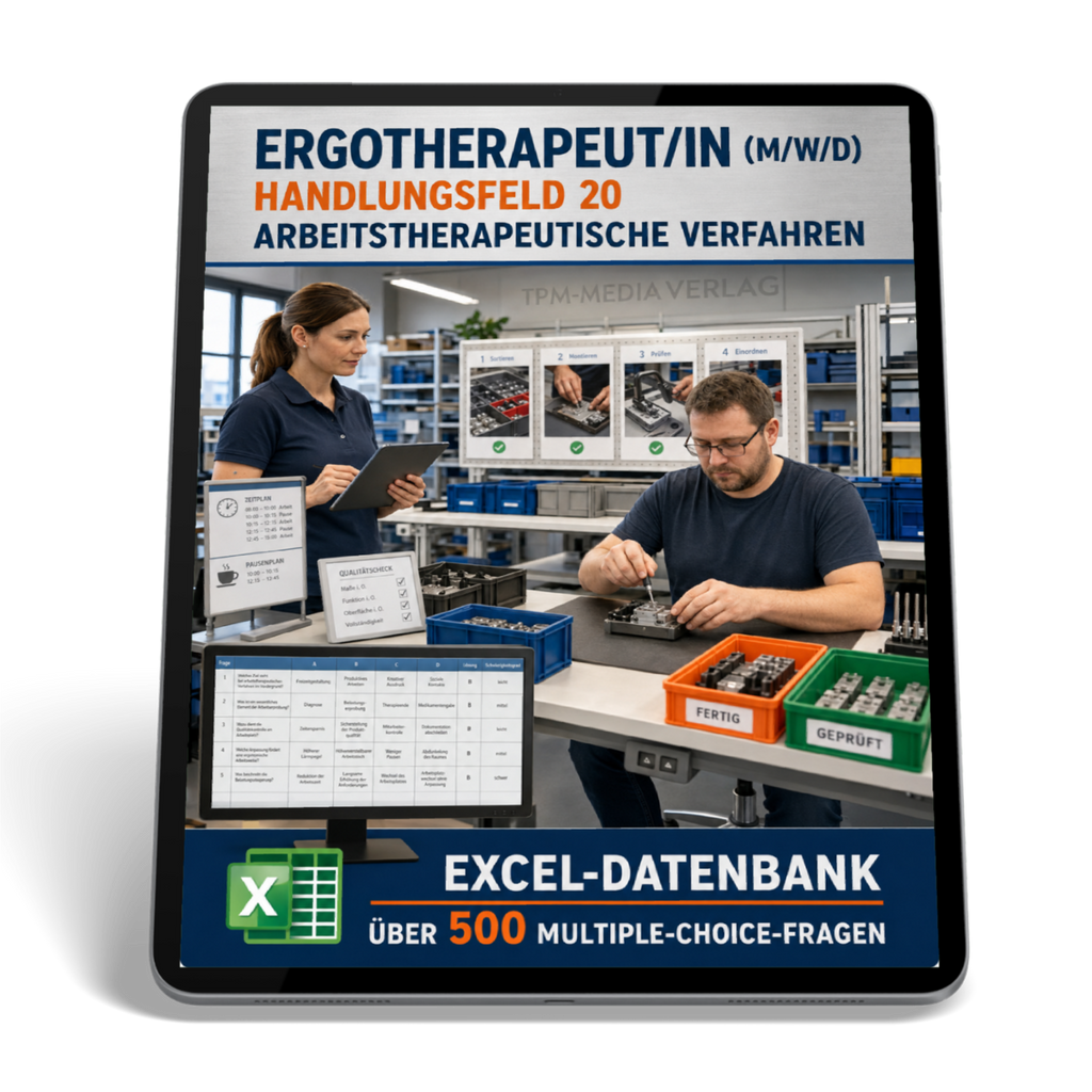 Ergotherapeut - Handlungsfeld 20 gewerbliche Excel-Fragenkatalog Datenbank (Sofort-Download)